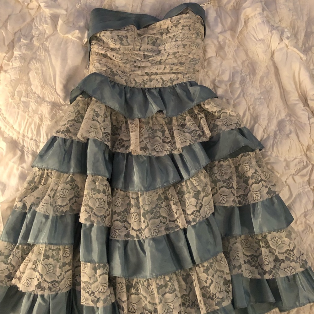 Betsey Johnson Vintage Tea Dress Blue White Size 2